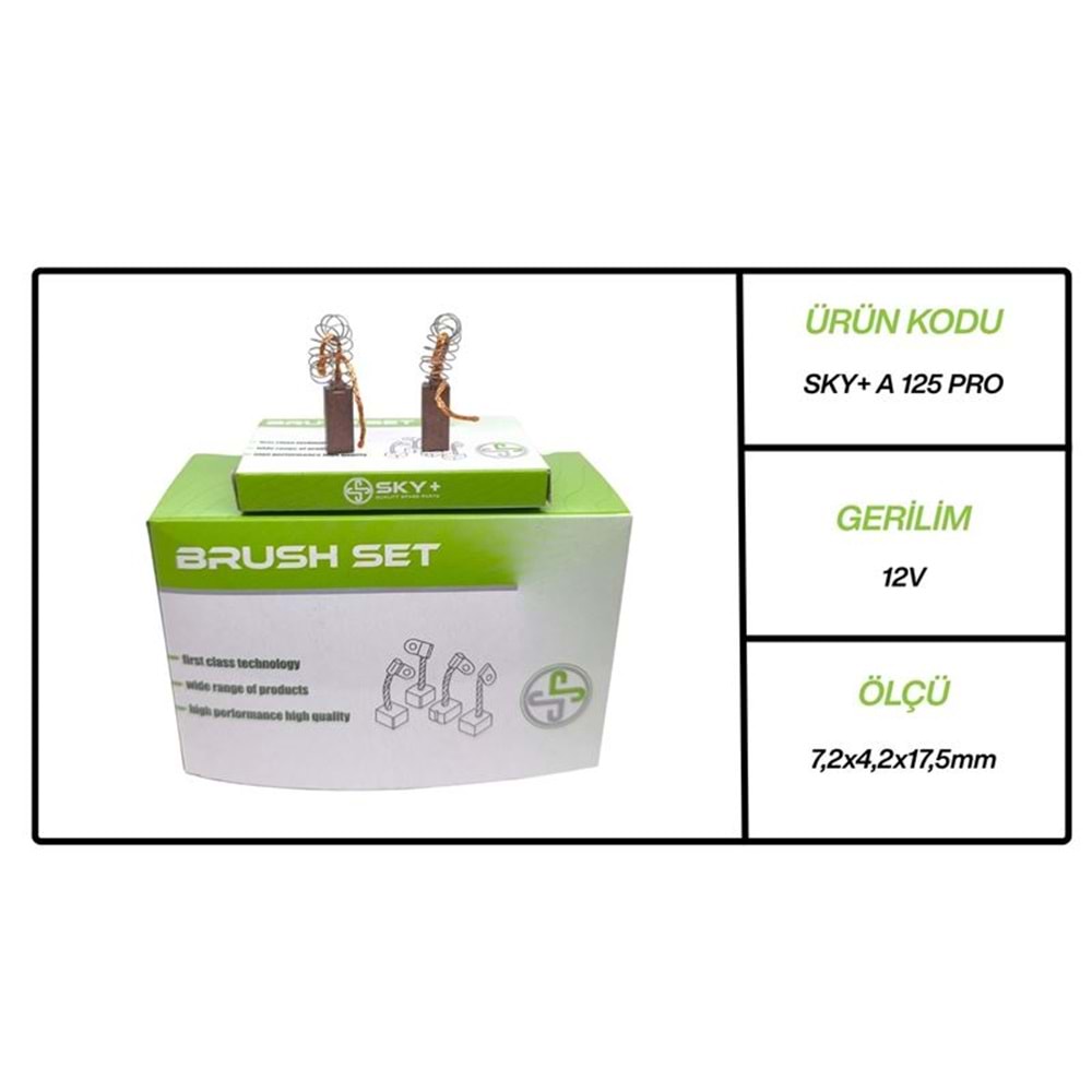 ALTERNATOR KÖMÜRÜ A125MEGA 12V FIAT / TURK TRAKTOR / FORD / ANADOL / OTOKAR / OTOYOL IVECO / RENAULT / BMC / LEYLAND / MASSEY F