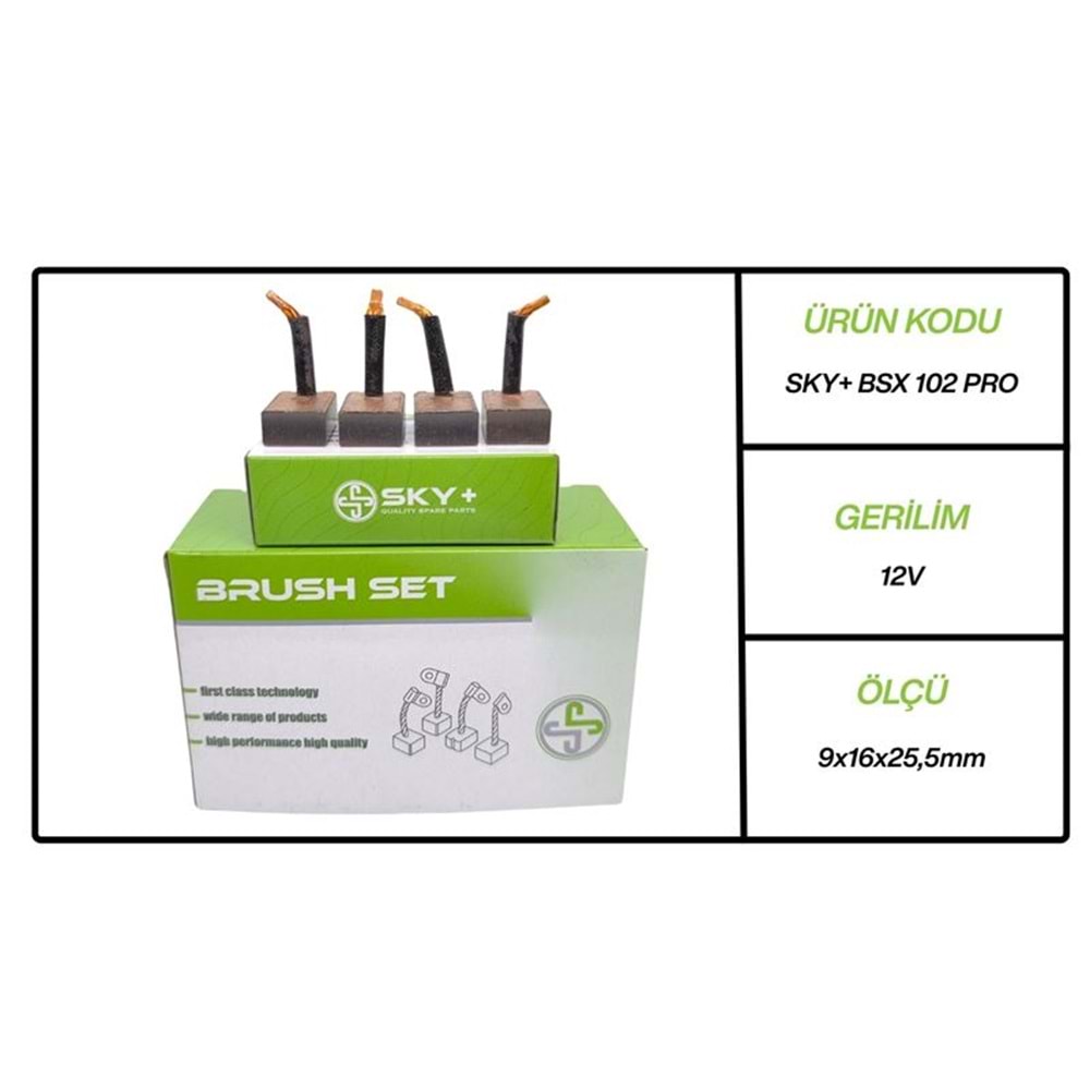 MARS MOTORU KÖMÜRÜ BSX102 MEGA 12V OPEL / BEDFORD / MERCEDES BENZ 200 D / HENSCHEL (9 X 16×25.5)