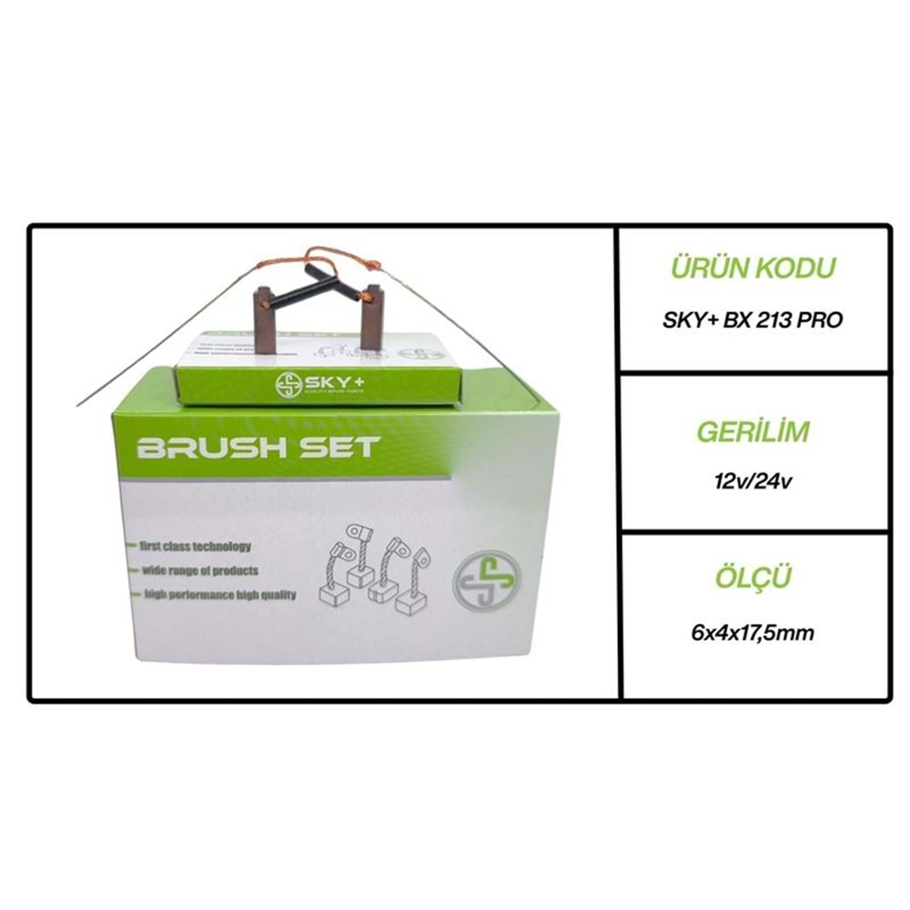 ALTERNATOR KÖMÜRÜ BX213 MEGA 12/24V VOLKSWAGEN / SEAT / OPEL / VOLVO / BMW / MERCEDES BENZ / PEUGEOT (6 X 4×17.5)