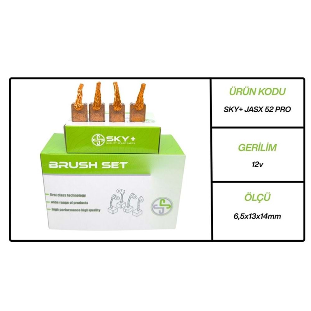 MARS MOTORU KÖMÜRÜ JASX52 MEGA 12V TOYOTA / DAIHATSU / ISUZU / MAZDA / SUZUKI (6.5 X 13×14)