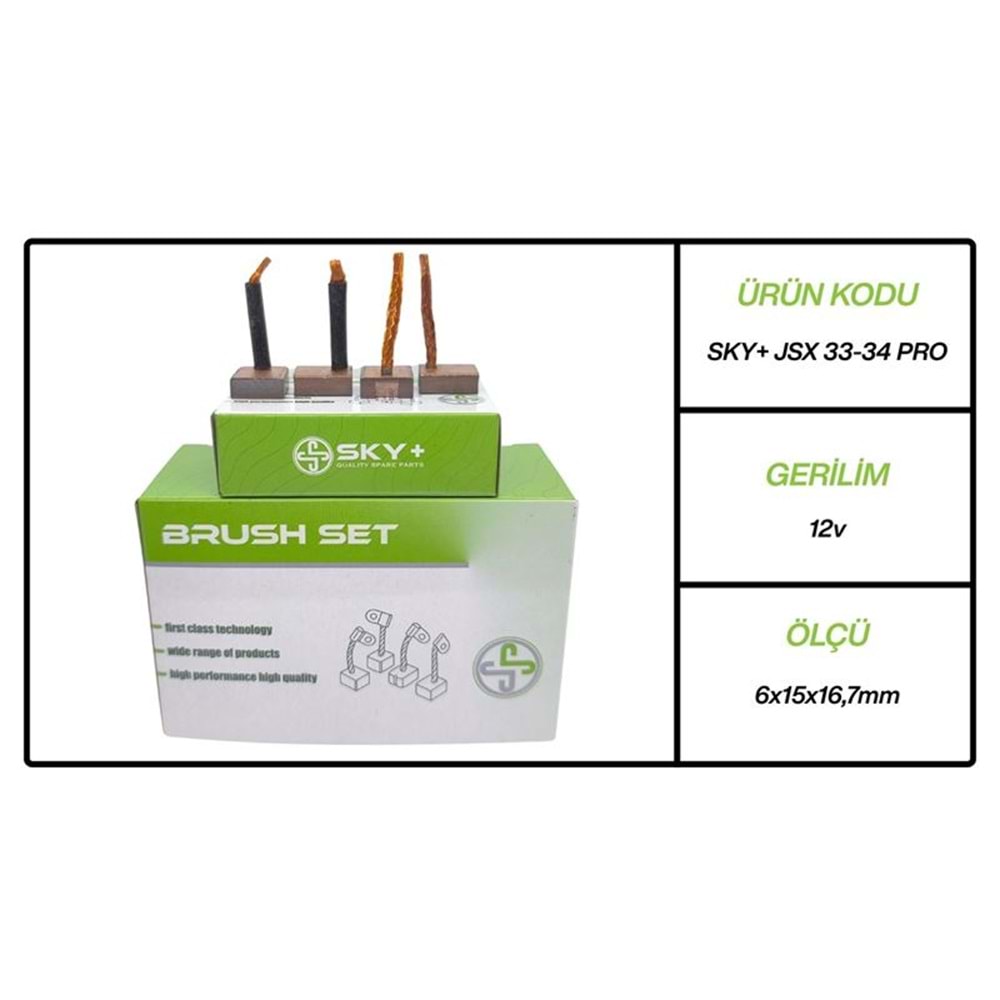 MARS MOTORU KÖMÜRÜ JSX3334 MEGA 12V IVECO MK / FIAT DOBLO / ALFA ROMEO (6 X 15×16.7)