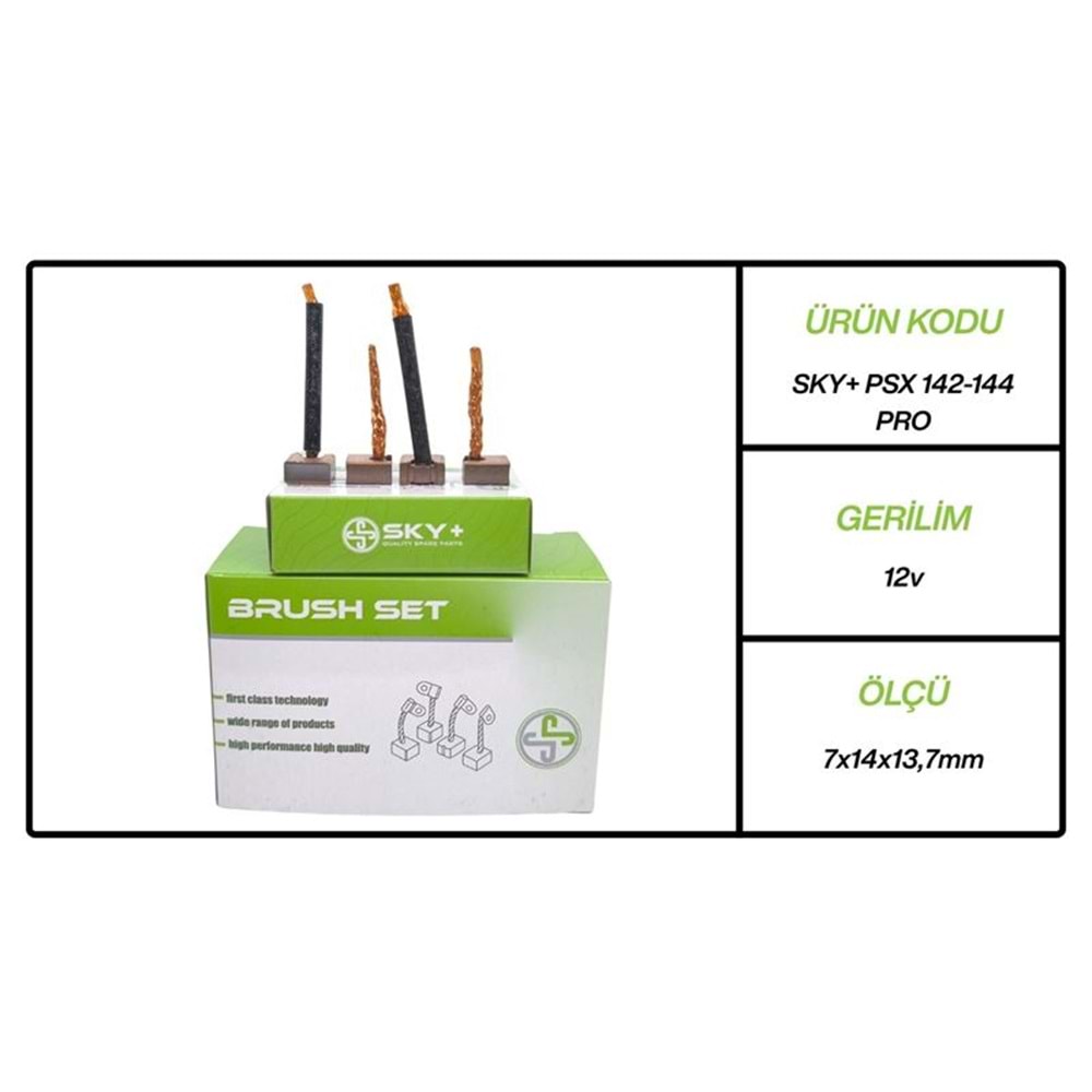 MARS MOTORU KÖMÜRÜ PSX142144 MEGA 12V PEUGEOT PARTNER / CITROEN / AUDI / FORD / SEAT / SKODA / VOLKSWAGEN / JOHN DEERE (7 X 14×13.7)