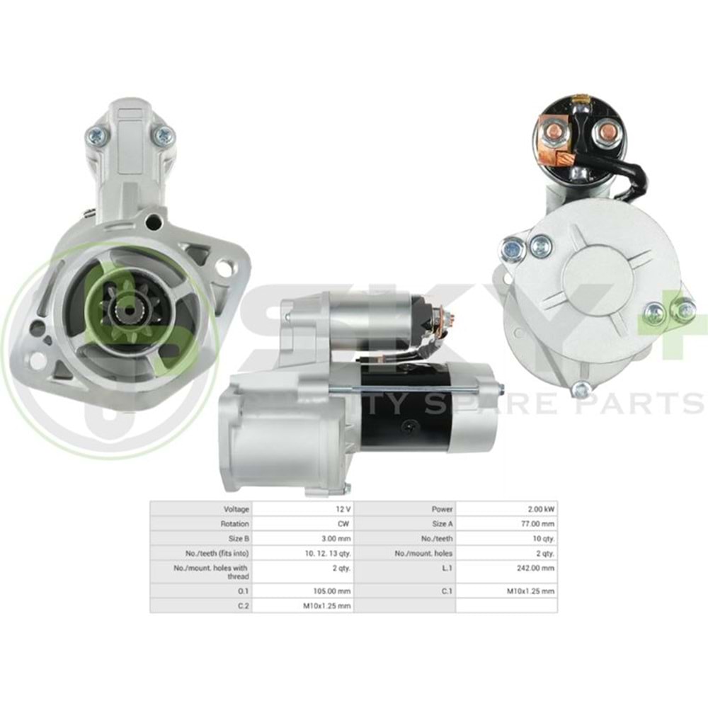 MARŞ MOTORU 12V 10DİŞ MİTSUBİSHİ TİP L300 HYUNDAI H100 BMC 
