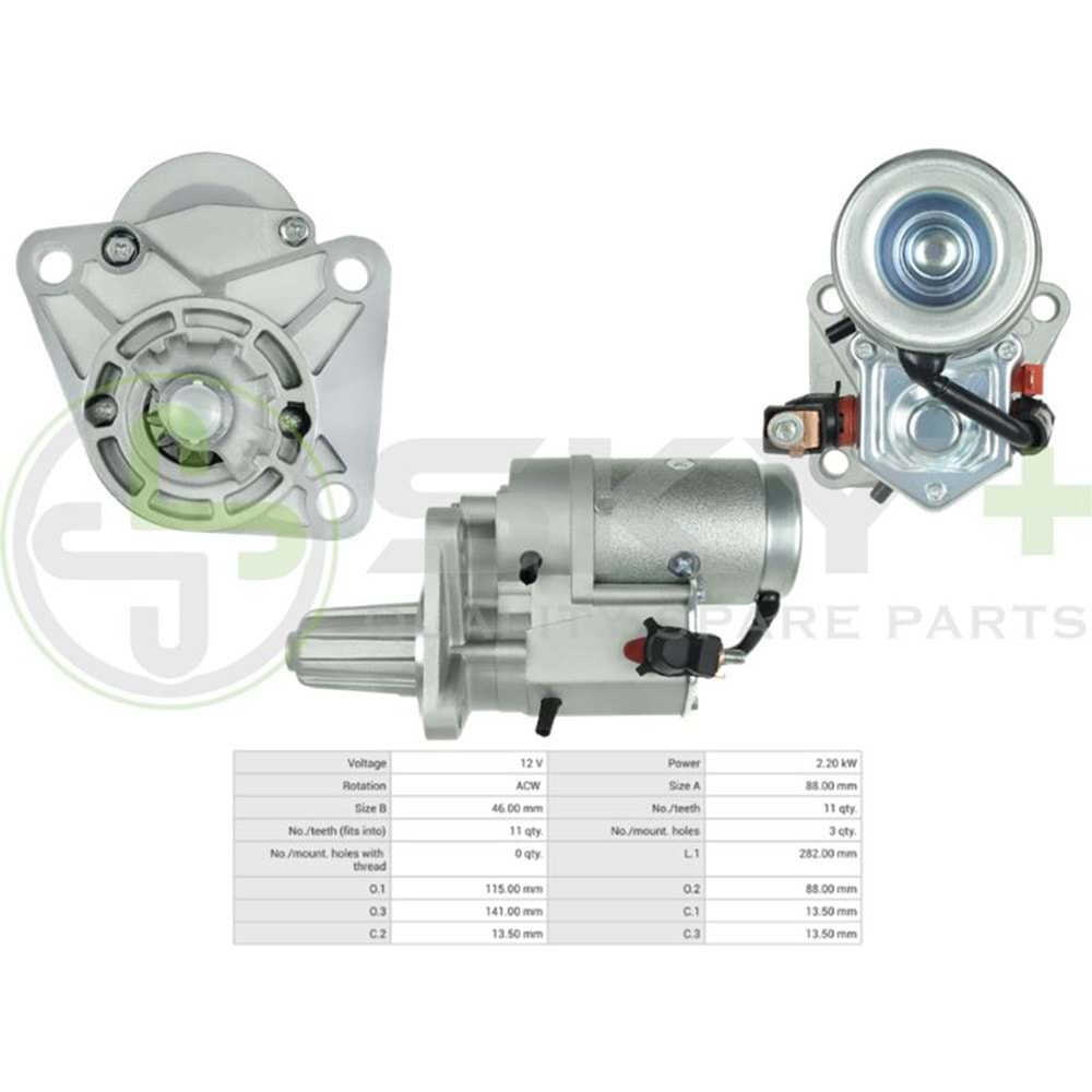 MARŞ MOTORU 12V 11DİŞ DENSO TİP KIA BONGO PREGIO 2.7-K2700 TERS DÖNÜŞ