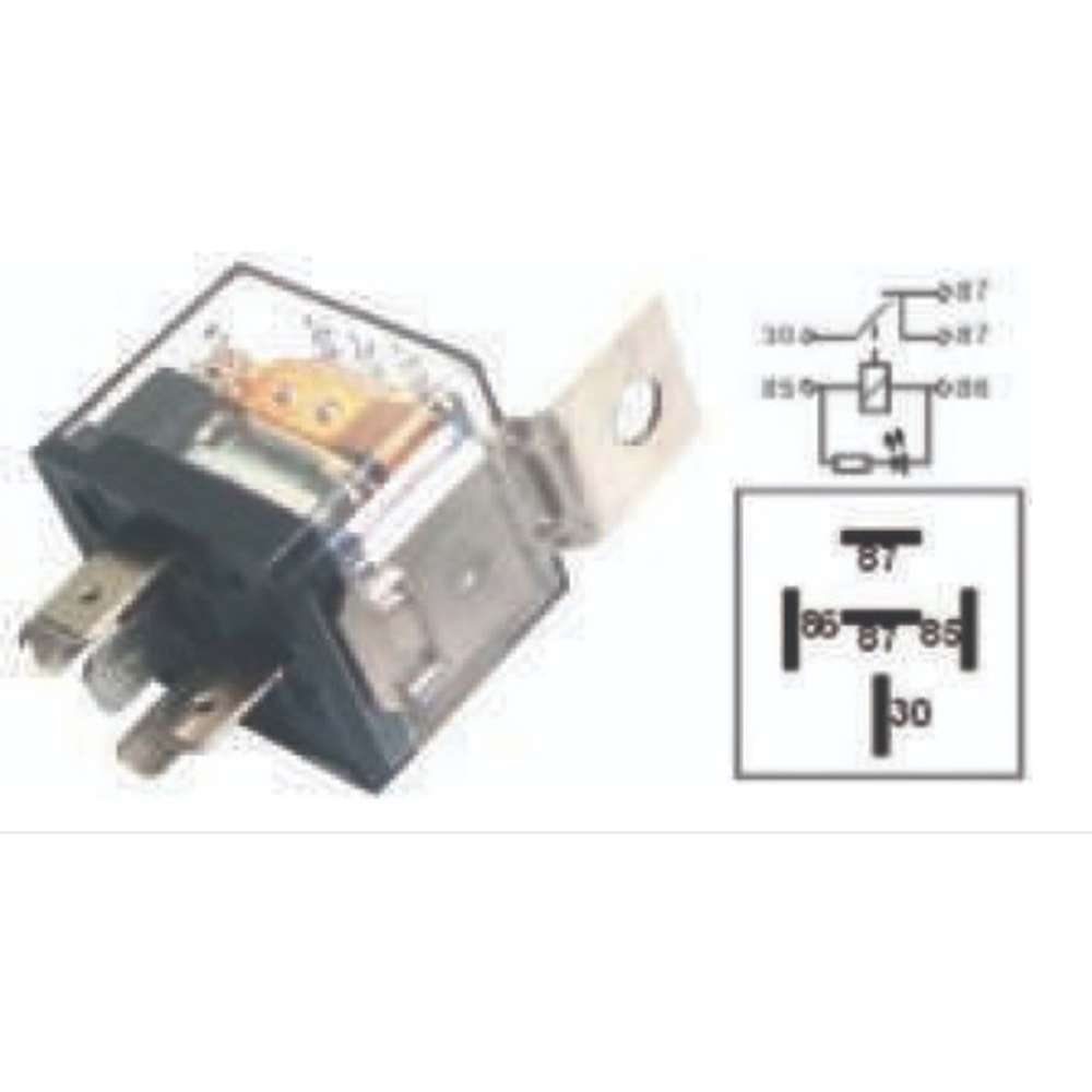 ROLE 12V.30A.5P.TEK PLATIN SEFFAF LED AYAK