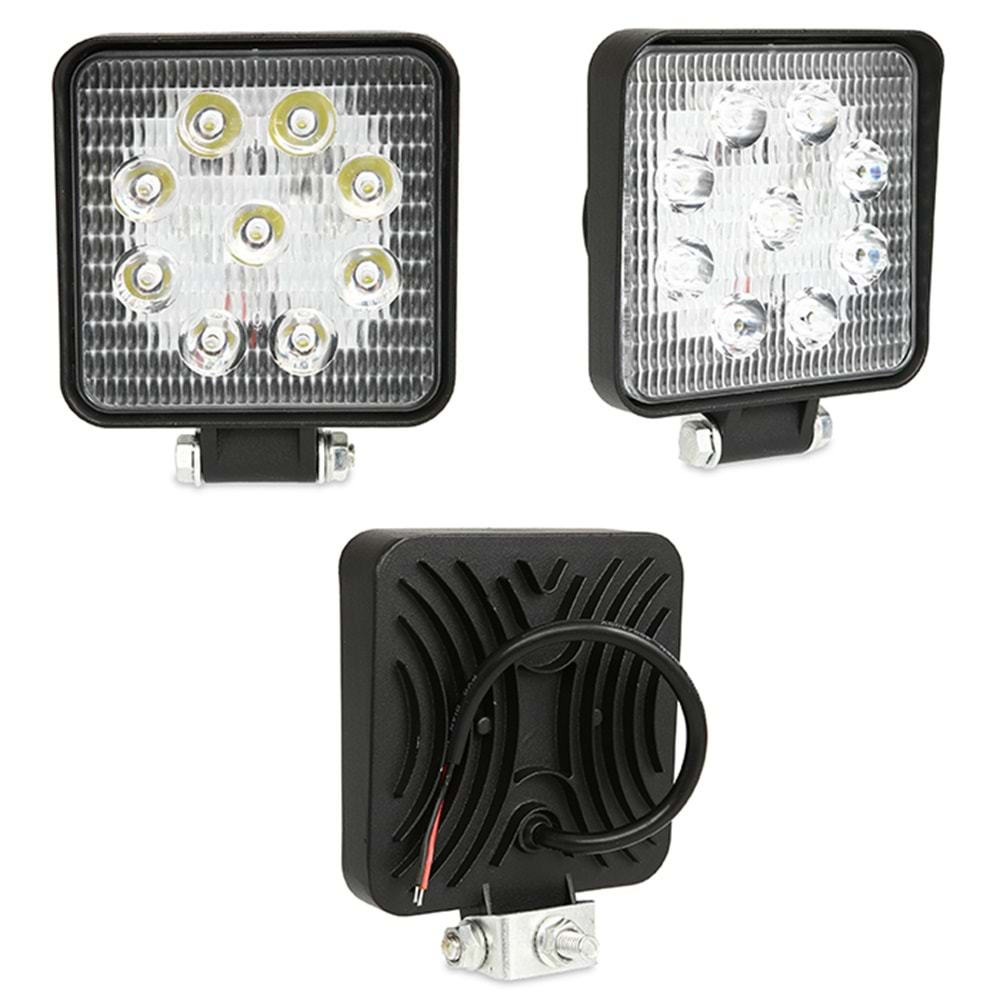 LED CALISMA LAMBASI KARE 9 LED 27W 12-24V 25mm