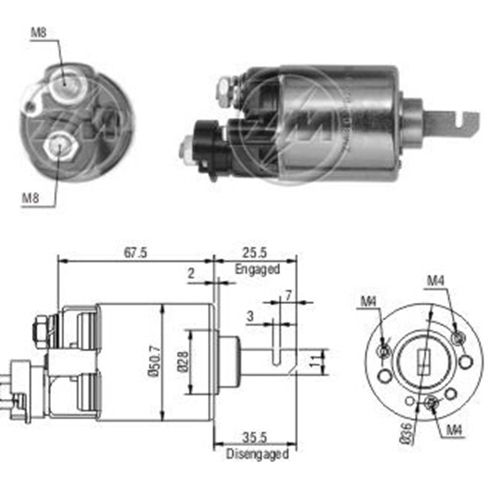 12V MARŞ OTOM. HONDA ACC. ESKİ MODEL UZUN PİSTON